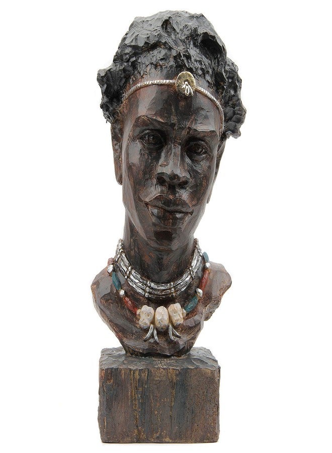 Leekung African Statues and Sculptures for Home Decor,African Figurines Head Statue Decorations for Home,African Art Sculptures Man Statue Decor for Living Room Woodstone Color - Image 1